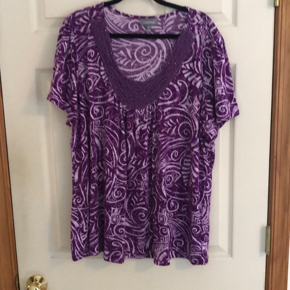 NWOT women’s Plus purple short sleeve top - Picture 1 of 5